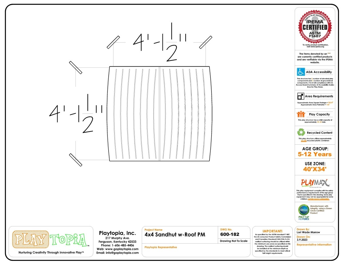 4' x 4' Sandhut Sandbox - Playtopia, Inc.