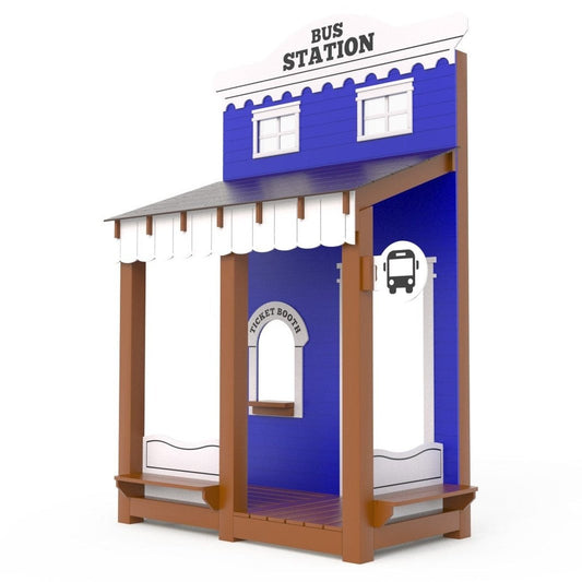 Bus Station Facade - Outdoor Playhouse - Playtopia, Inc.