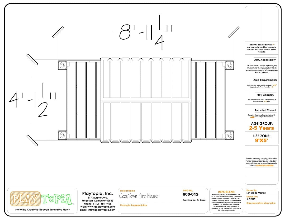 CozyTown Fire Station - Outdoor Playhouse - Playtopia, Inc.