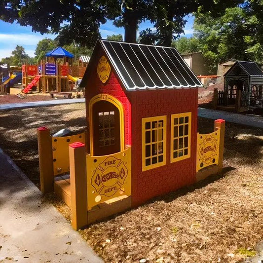 CozyTown Fire Station - Outdoor Playhouse - Playtopia, Inc.