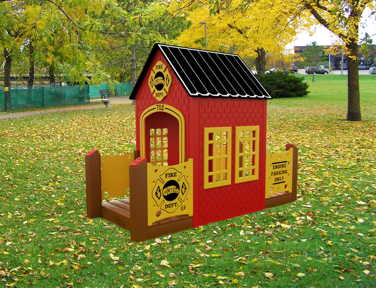 CozyTown Fire Station - Outdoor Playhouse - Playtopia, Inc.