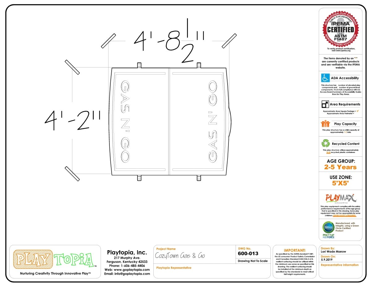 CozyTown Gas N' Go Marketplace - Outdoor Playhouse - Playtopia, Inc.