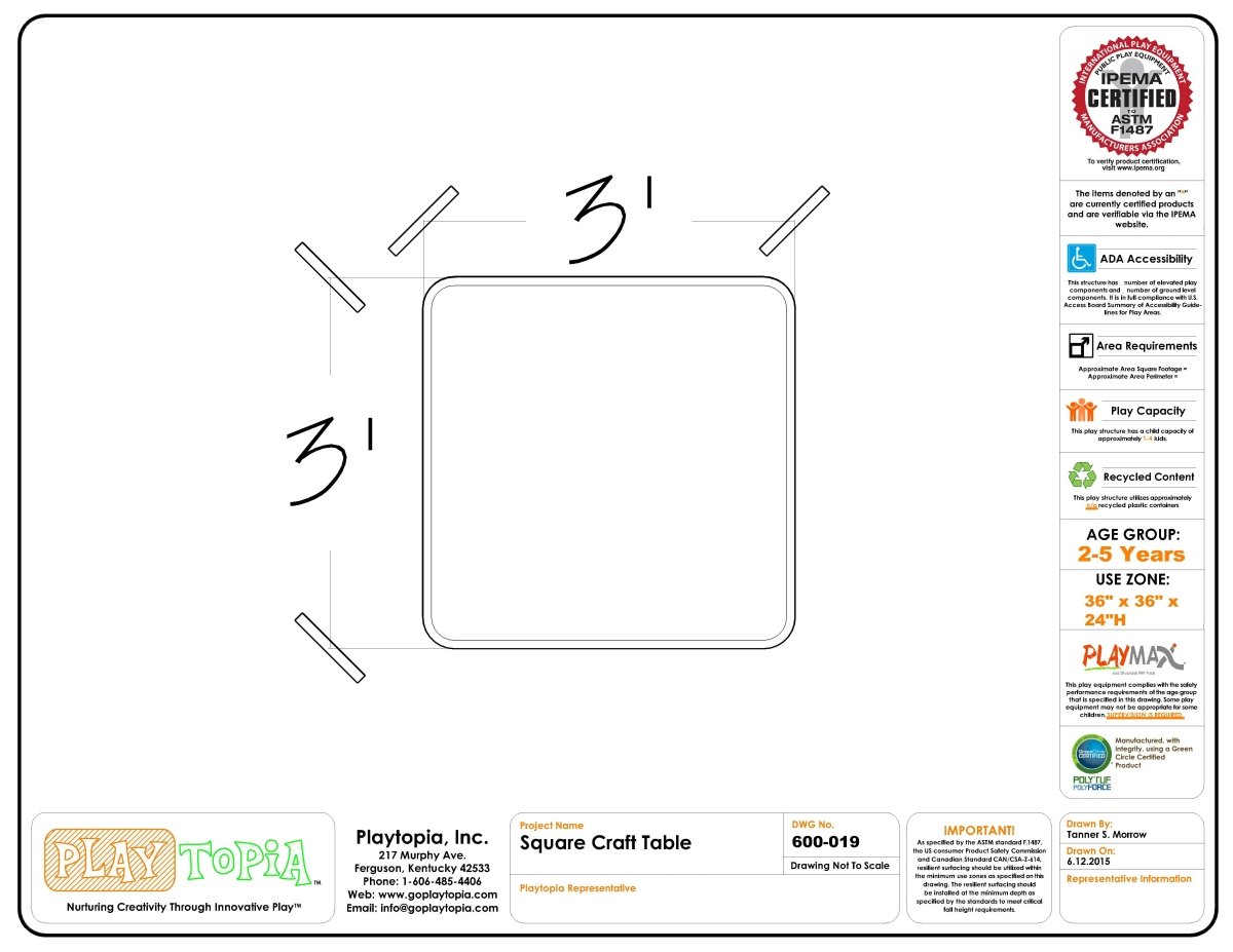 Craft Table With Raised Edge - Activity Table - Playtopia, Inc.