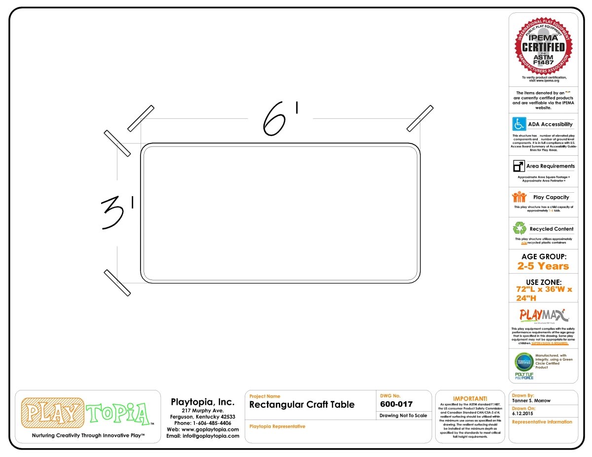 Craft Table With Raised Edge - Activity Table - Playtopia, Inc.