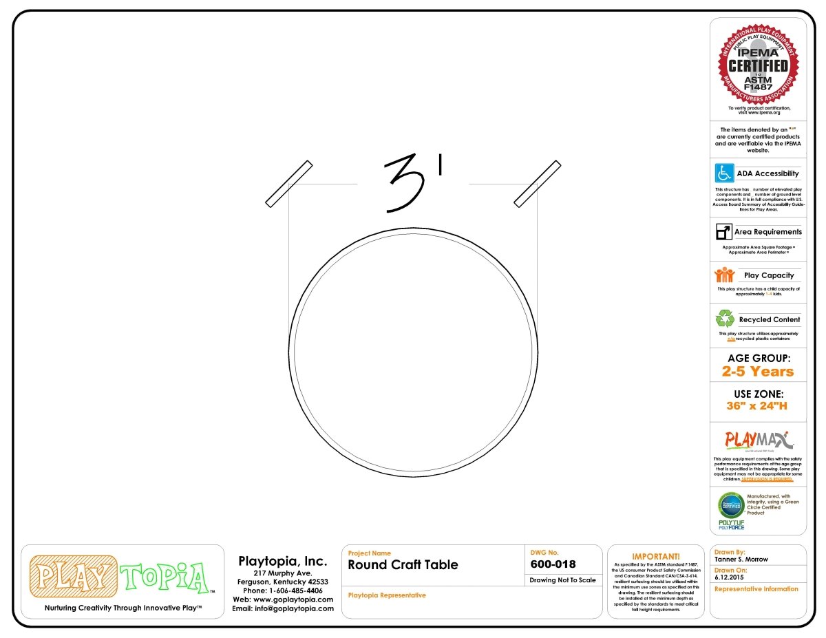 Craft Table With Raised Edge - Activity Table - Playtopia, Inc.