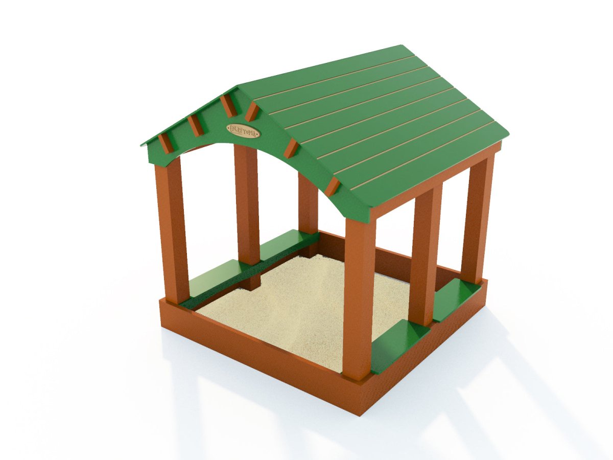 Sandbox with HDPE Roof - Outdoor Playhouse - Playtopia, Inc.