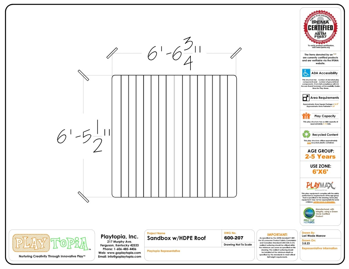 Sandbox with HDPE Roof - Outdoor Playhouse - Playtopia, Inc.