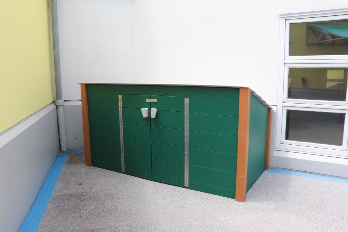 Single Modern Trike Shed - Playground & Classroom Storage - Playtopia, Inc.