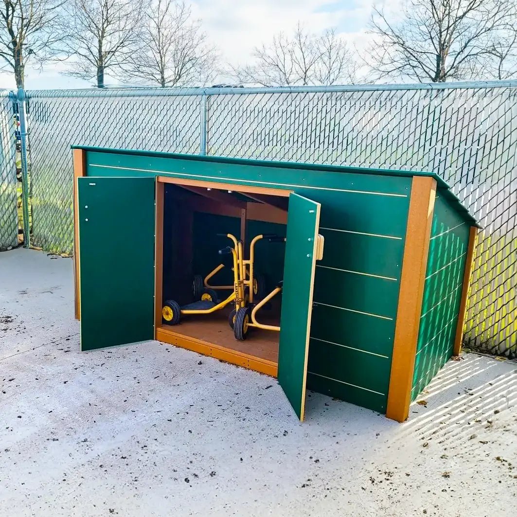 Single Modern Trike Shed - Playground & Classroom Storage - Playtopia, Inc.