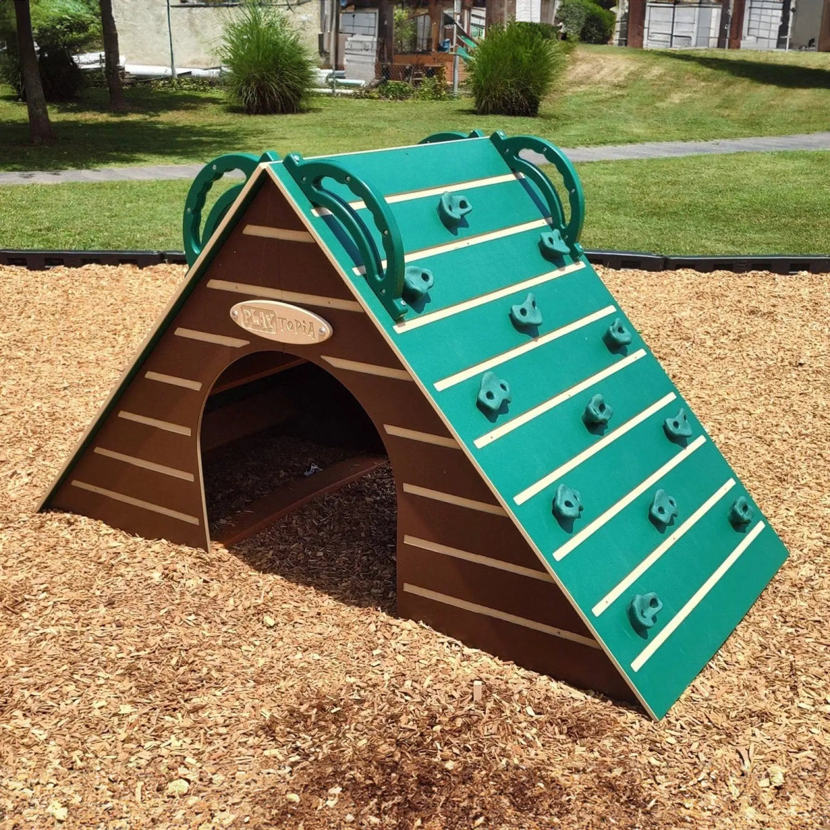 The Cabin Rockwall - Outdoor Climbing Structure - Playtopia, Inc.